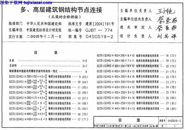 04sg519 2 多高层建筑钢结构节点连接 结构图集 Pdf 9 68mb 工程图集 图集下载网 免费下载